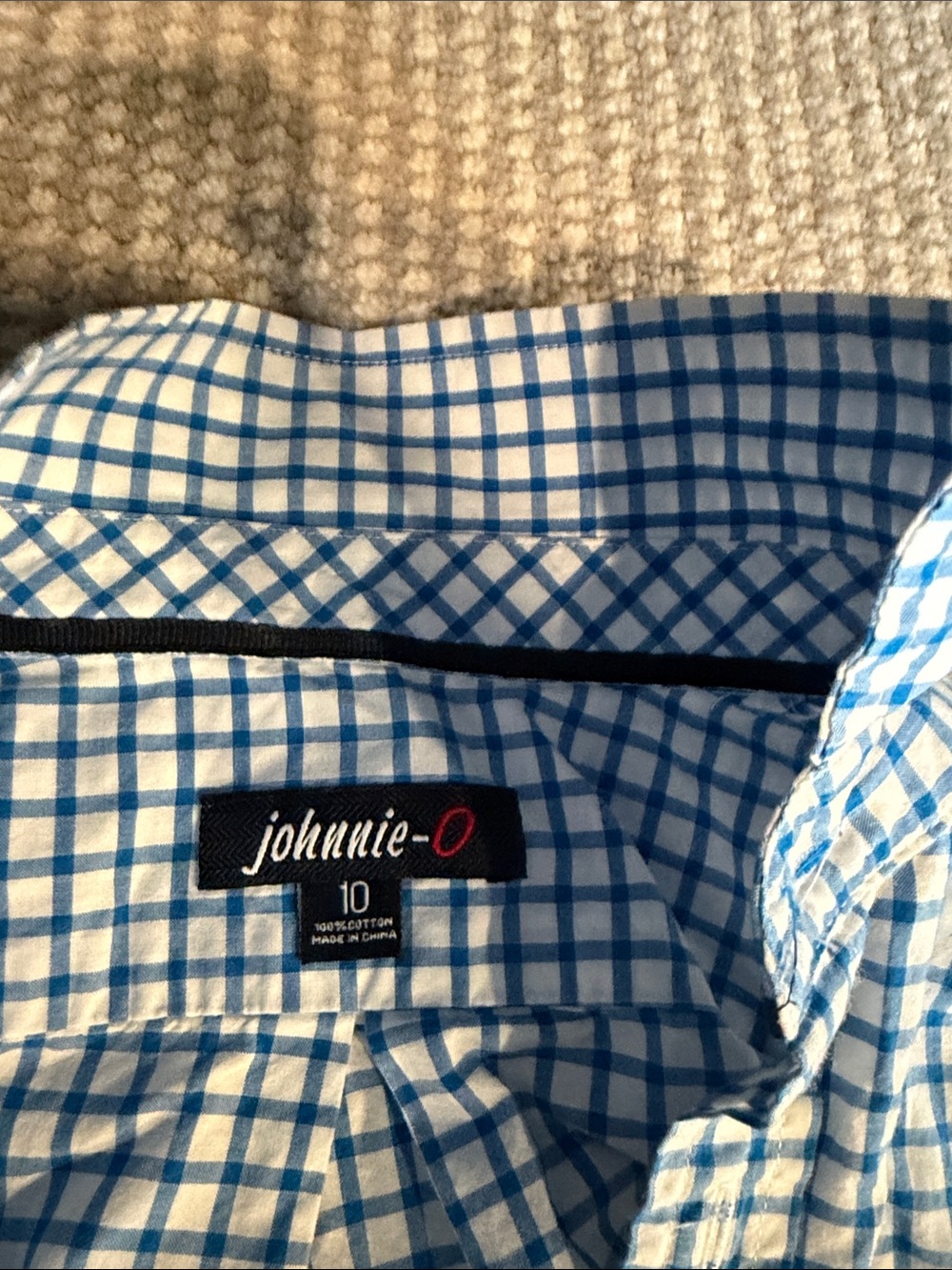 johnnie-O Light Blue and White Check Casual Button-Down Shirt